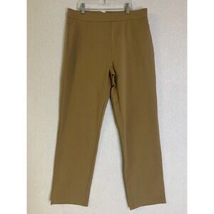 Susan Graver Weekend Pants Womens Medium Tan Faux Pockets Stretch Casual Core